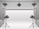3d realistic photo, video studio with spotlights, white background