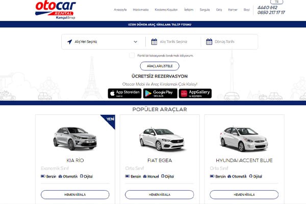 Otocar rental page
