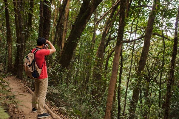 Hiker taking photo