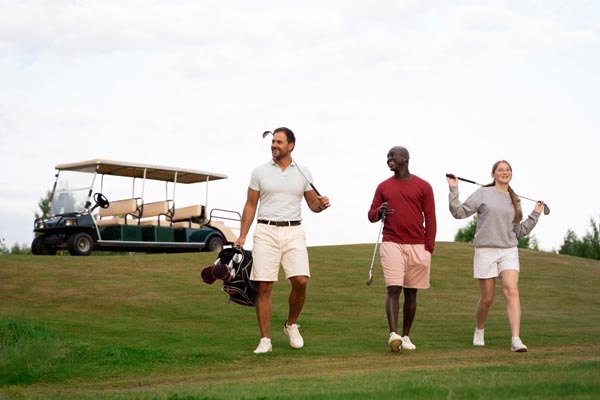 Scene friend playing golf